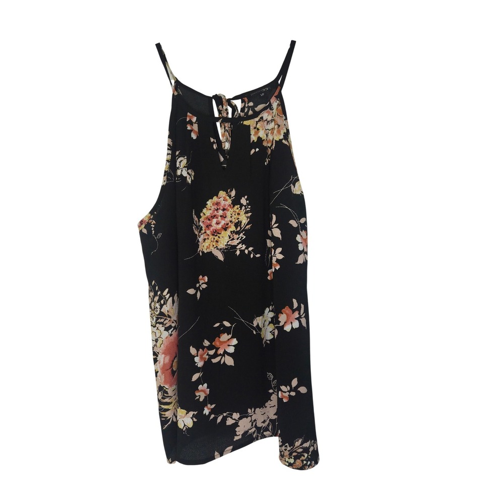 Papermoon Black Floral Halter Neck Keyhole Back Blouse Petite Large LP